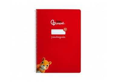 Cuaderno espiral liderpapel din a4 pautaguia tapa dura 80h 90 gr cuadro pautado 2,5mm color rojo