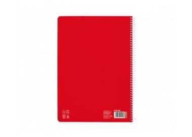 Cuaderno espiral liderpapel din a4 pautaguia tapa dura 80h 90 gr cuadro pautado 2,5mm color rojo