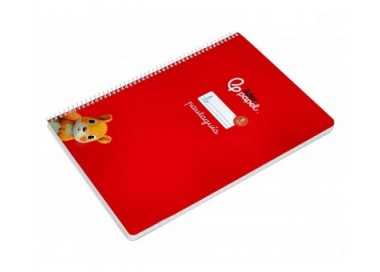 Cuaderno espiral liderpapel din a4 pautaguia tapa dura 80h 90 gr cuadro pautado 2,5mm color rojo
