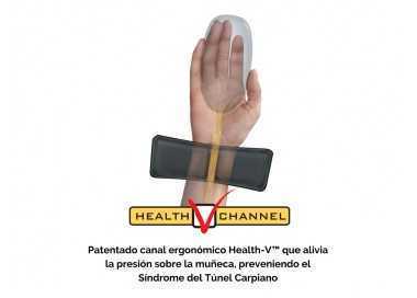 Alfombrilla para raton fellowes canal health-v negra con reposamuñecas de gel 222x209,6x251 mm