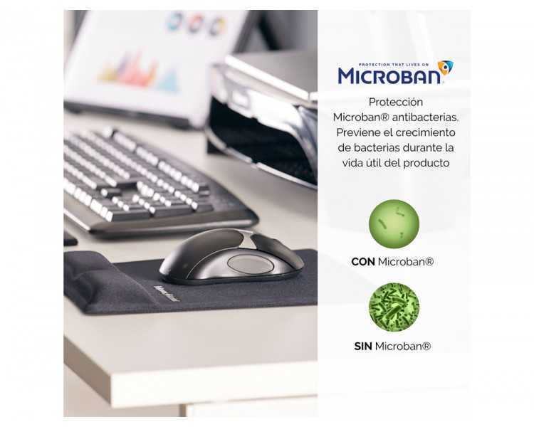 Alfombrilla para raton fellowes canal health-v negra con reposamuñecas de gel 222x209,6x251 mm