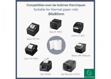 Rollo sumadora exacompta termico 80x80 mm 48 g/m2 sin bpa