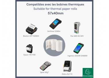 Rollo sumadora exacompta termico 57x40 mm 55 g/m2 sin bpa