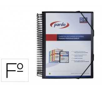 Carpeta pardo escaparate con espiral 80 fundas folio personalizable color negro