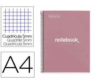 Cuaderno espiral miquelrius notebook emotions rose dust tapa forrada din a4 microperforado 80 hojas 90