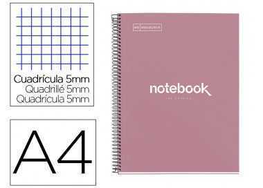 Cuaderno espiral miquelrius notebook emotions rose dust tapa forrada din a4 microperforado 80 hojas 90