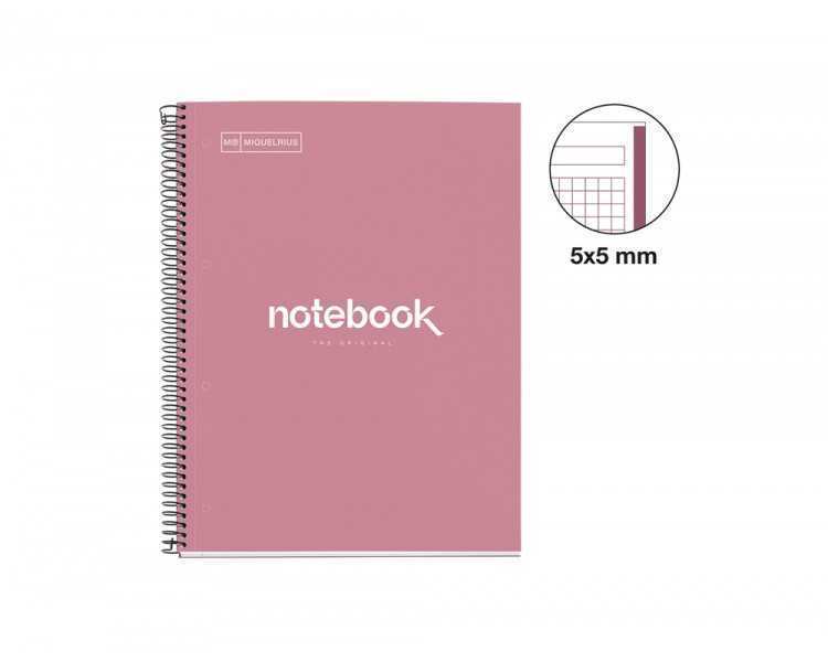 Cuaderno espiral miquelrius notebook emotions rose dust tapa forrada din a4 microperforado 80 hojas 90