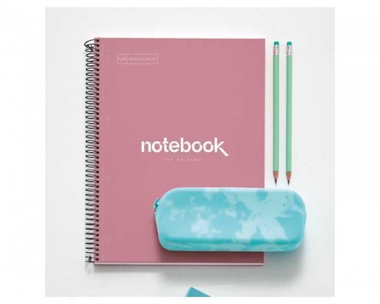 Cuaderno espiral miquelrius notebook emotions rose dust tapa forrada din a4 microperforado 80 hojas 90