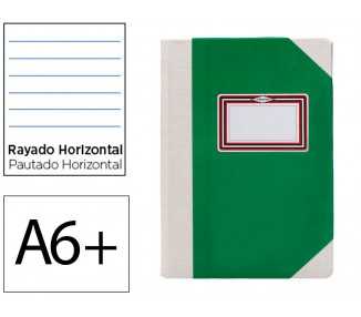 Libro cartone cosido fernandes flecha din a6+ rayado horizontal 50 hojas 100 gr verde