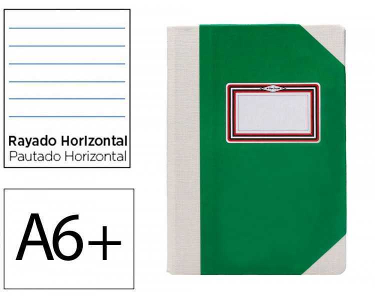 Libro cartone cosido fernandes flecha din a6+ rayado horizontal 50 hojas 100 gr verde
