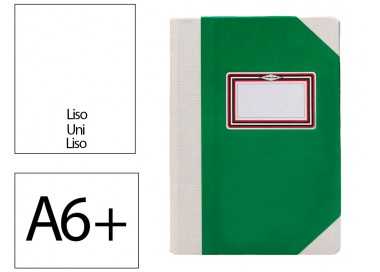 Libro cartone cosido fernandes flecha din a6+ liso 50 hojas 100 gr verde