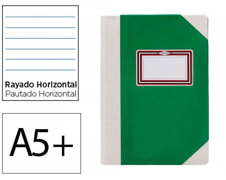 Libro cartone cosido fernandes flecha din a5+ rayado horizontal 50 hojas 100 gr verde