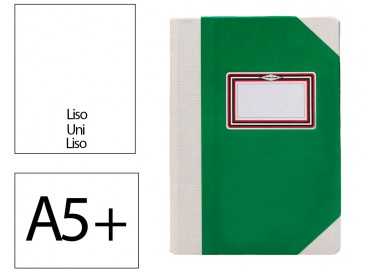 Libro cartone cosido fernandes flecha din a5+ liso 50 hojas 100 gr verde
