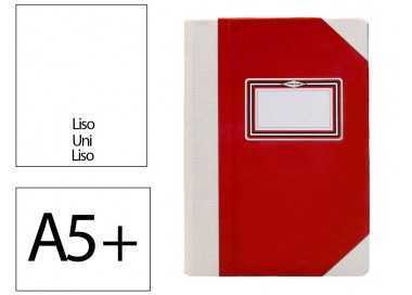 Libro cartone cosido fernandes flecha din a5+ liso 50 hojas 100 gr rojo