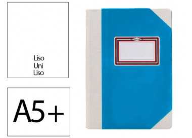 Libro cartone cosido fernandes flecha din a5+ liso 50 hojas 100 gr azul