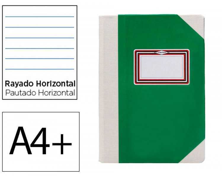Libro cartone cosido fernandes flecha din a4+ rayado horizontal 50 hojas 100 gr verde