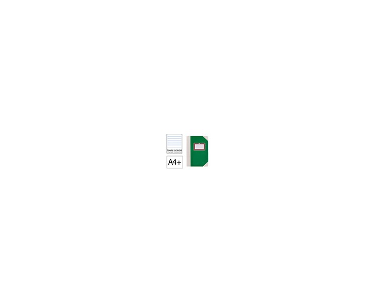 Libro cartone cosido fernandes flecha din a4+ rayado horizontal 50 hojas 100 gr verde