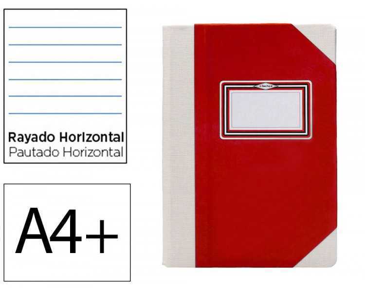 Libro cartone cosido fernandes flecha din a4+ rayado horizontal 50 hojas 100 gr rojo