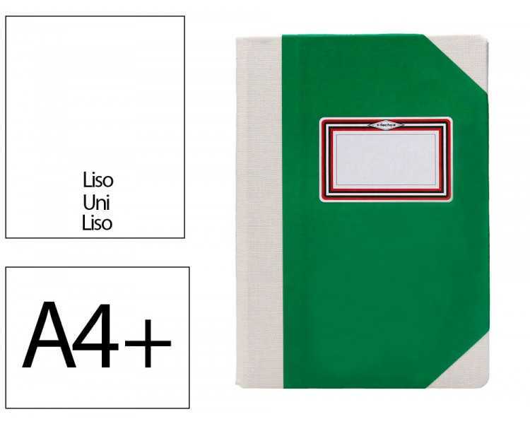 Libro cartone cosido fernandes flecha din a4+ liso 50 hojas 100 gr verde