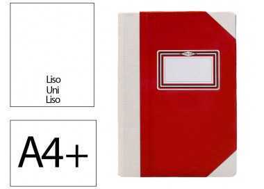 Libro cartone cosido fernandes flecha din a4+ liso 50 hojas 100 gr rojo