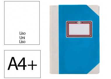 Libro cartone cosido fernandes flecha din a4+ liso 50 hojas 100 gr azul