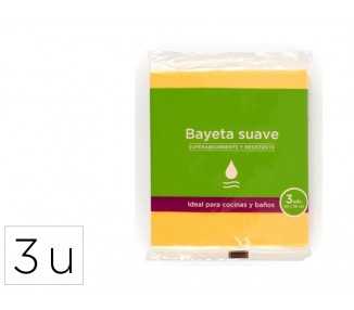 Bayeta microfibra suave amarilla para cocinas y baños 40x36 cm pack de 3 unidades