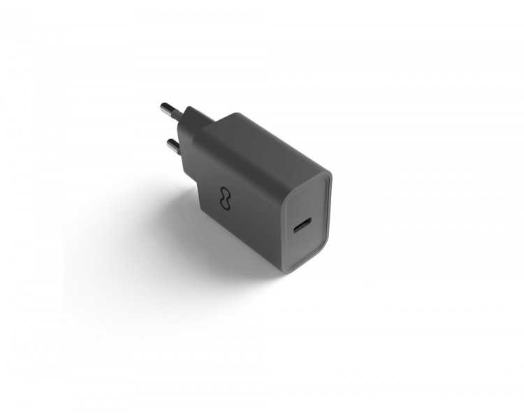 Cargador de pared groovy 1 usb-c 2.0a carga rapida color gris oscuro