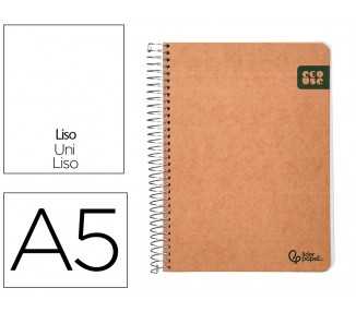 Cuaderno espiral liderpapel din a5 tapa cartulina kraft contracolada 120h papel 100% reciclado 80 gr liso
