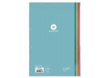 Recambio liderpapel antartik dots a4 100 hojas 90g/m2 rayado puntos 4 taladros bandas de 5 colores