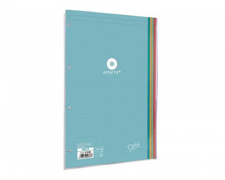 Recambio liderpapel antartik dots a4 100 hojas 90g/m2 rayado puntos 4 taladros bandas de 5 colores
