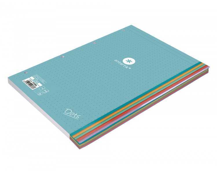 Recambio liderpapel antartik dots a4 100 hojas 90g/m2 rayado puntos 4 taladros bandas de 5 colores