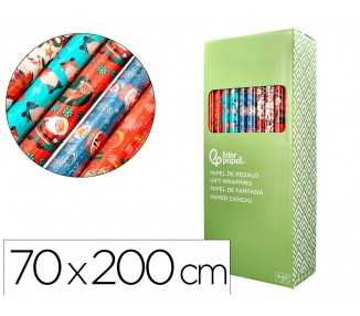 Papel de regalo liderpapel navidad rollo ancho 70 cm longitud 2 mt gramaje 60 gr diseños surtidos c-2024