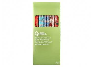 Papel de regalo liderpapel navidad rollo ancho 70 cm longitud 2 mt gramaje 60 gr diseños surtidos c-2024