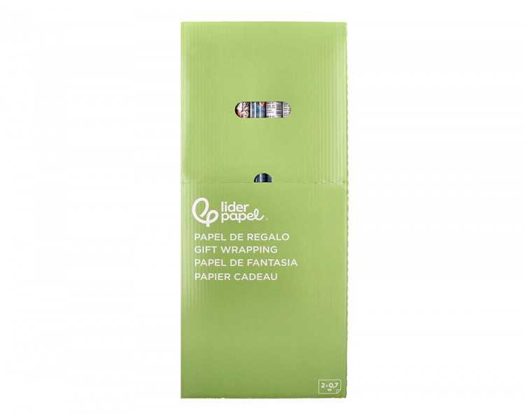 Papel de regalo liderpapel navidad rollo ancho 70 cm longitud 2 mt gramaje 60 gr diseños surtidos c-2024