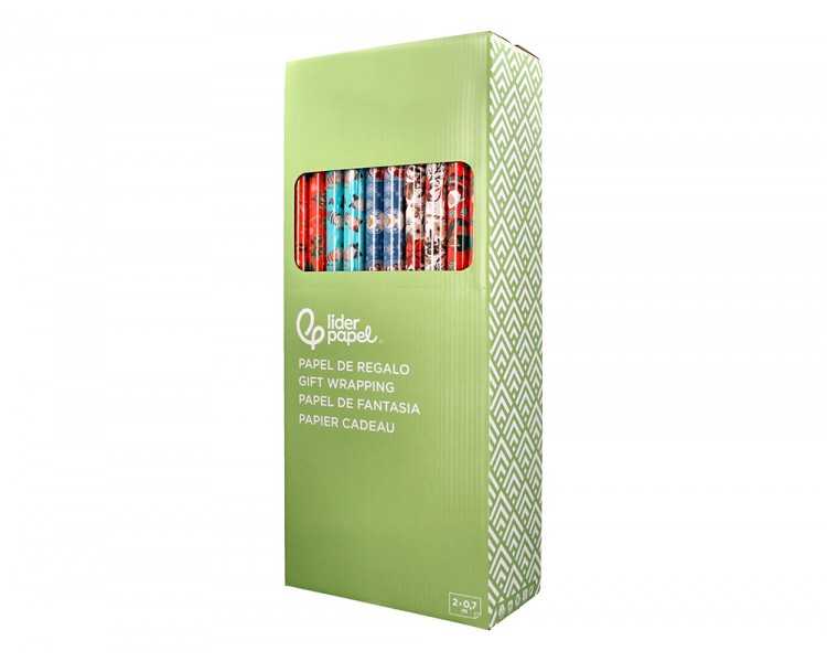Papel de regalo liderpapel navidad rollo ancho 70 cm longitud 2 mt gramaje 60 gr diseños surtidos c-2024