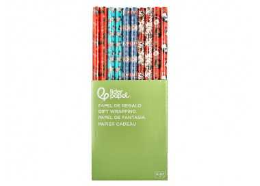 Papel de regalo liderpapel navidad rollo ancho 70 cm longitud 2 mt gramaje 60 gr diseños surtidos c-2024