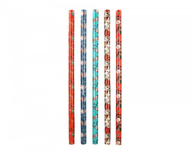 Papel de regalo liderpapel navidad rollo ancho 70 cm longitud 2 mt gramaje 60 gr diseños surtidos c-2024
