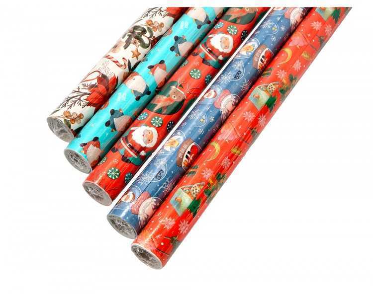 Papel de regalo liderpapel navidad rollo ancho 70 cm longitud 2 mt gramaje 60 gr diseños surtidos c-2024