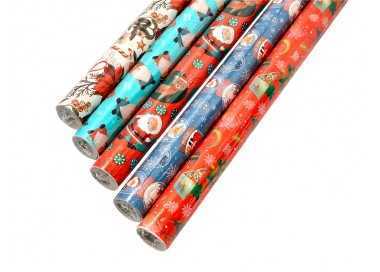 Papel de regalo liderpapel navidad rollo ancho 70 cm longitud 2 mt gramaje 60 gr diseños surtidos c-2024