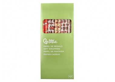 Papel de regalo liderpapel navidad rollo ancho 70 cm longitud 2 mt gramaje 60 gr diseños surtidos b-2024