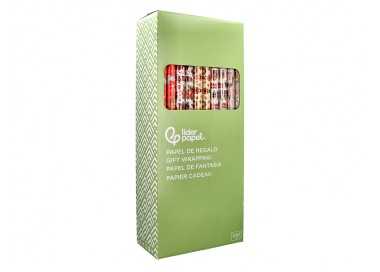 Papel de regalo liderpapel navidad rollo ancho 70 cm longitud 2 mt gramaje 60 gr diseños surtidos b-2024