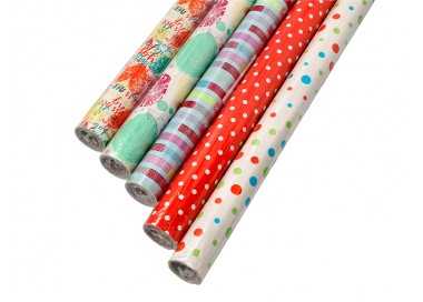 Papel de regalo liderpapel todo año rollo ancho 70 cm longitud 2 mt gramaje 60 gr diseños surtidos c-2024