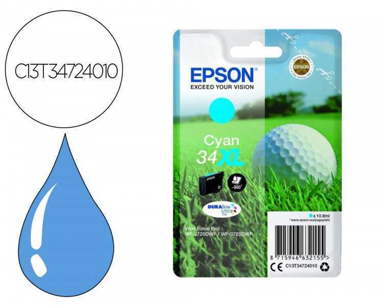 Ink-jet epson work force pro wf-3720dwf/3725dwf cian 34xl durabrite ultra ink 950 paginas
