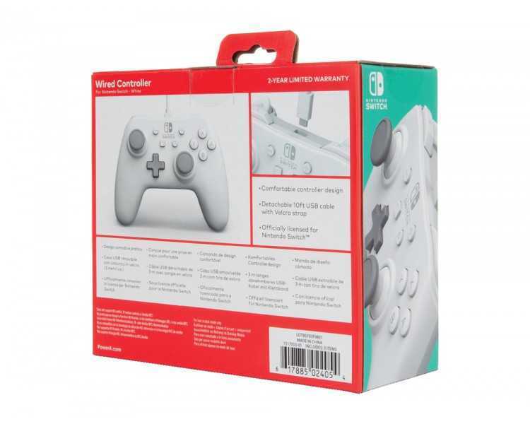 Mando power a con cable para nintendo switch blanco