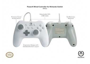 Mando power a con cable para nintendo switch blanco