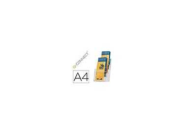 Expositor sobremesa q-connect metacrilato 1/3 din a4 para tripticos 4 compartimentos 121x159x295 mm