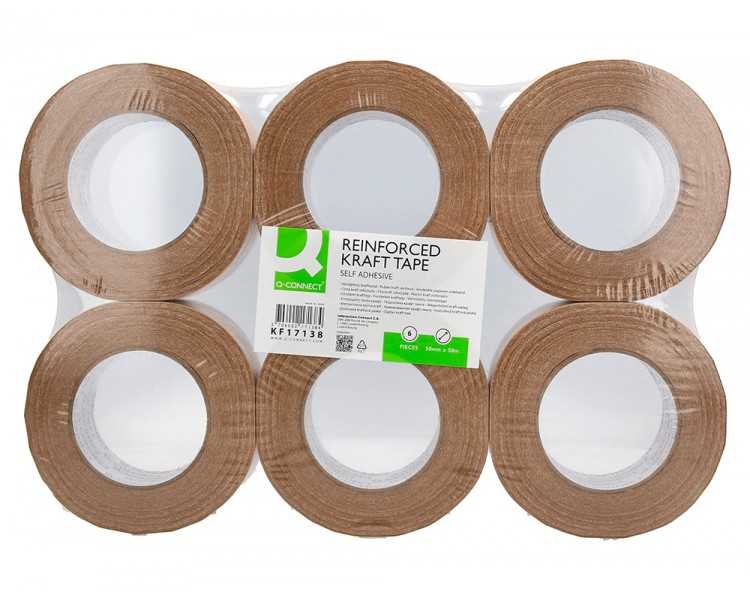 Cinta adhesiva q-connect kraft reforzado 50mt x 50 mm para embalaje