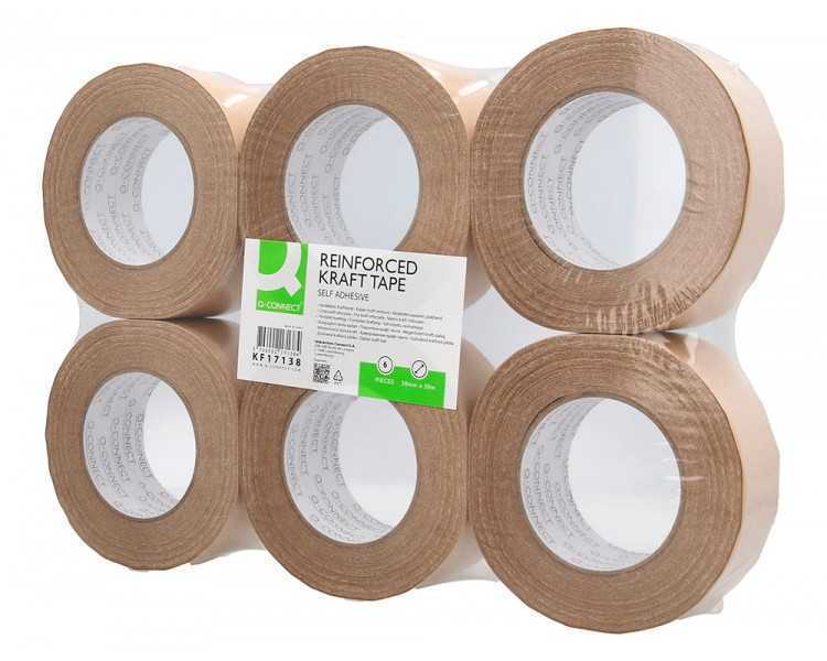 Cinta adhesiva q-connect kraft reforzado 50mt x 50 mm para embalaje