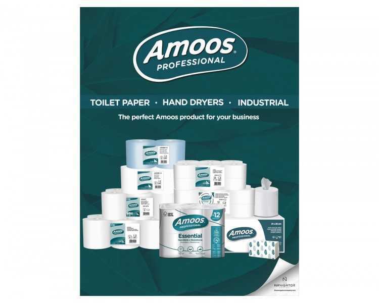 Papel secamanos amoos industrial 2 capas 32g/m2 blanco 90 mt paquete de 6 rollos