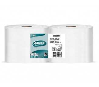 Papel secamanos amoos industrial 2 capas 32g/m2 paquete de 2 rollos